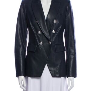 VERONICA BEARD Miller Leather Dickey Jacket in Navy NWT. Size 2.